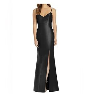 ALFRED SUNG D758 A LINE SWEETHEART NECK SATEEN GOWN FORMAL DRESS BLACk Size 4